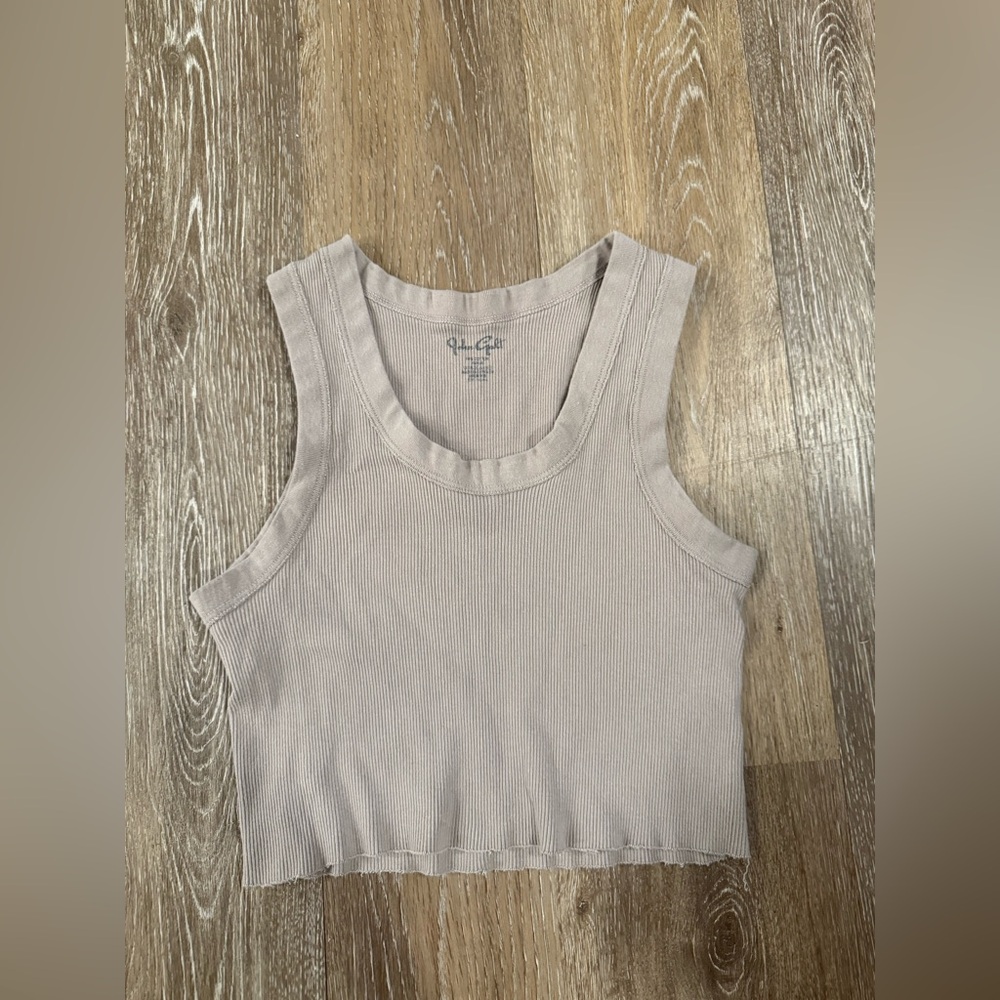 Urban Outfitters Beige Ribbed Tank Top